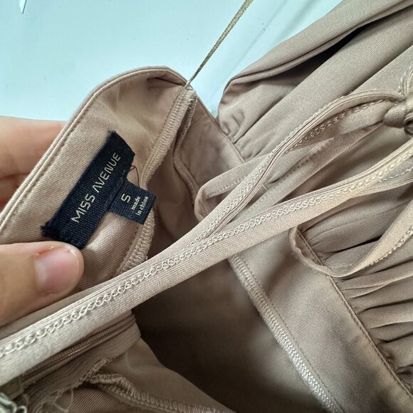 Miss Avenue Taupe Ruched Halter Dress Size Small Y2K Goddesscore Sexy Draped - Picture 6 of 11